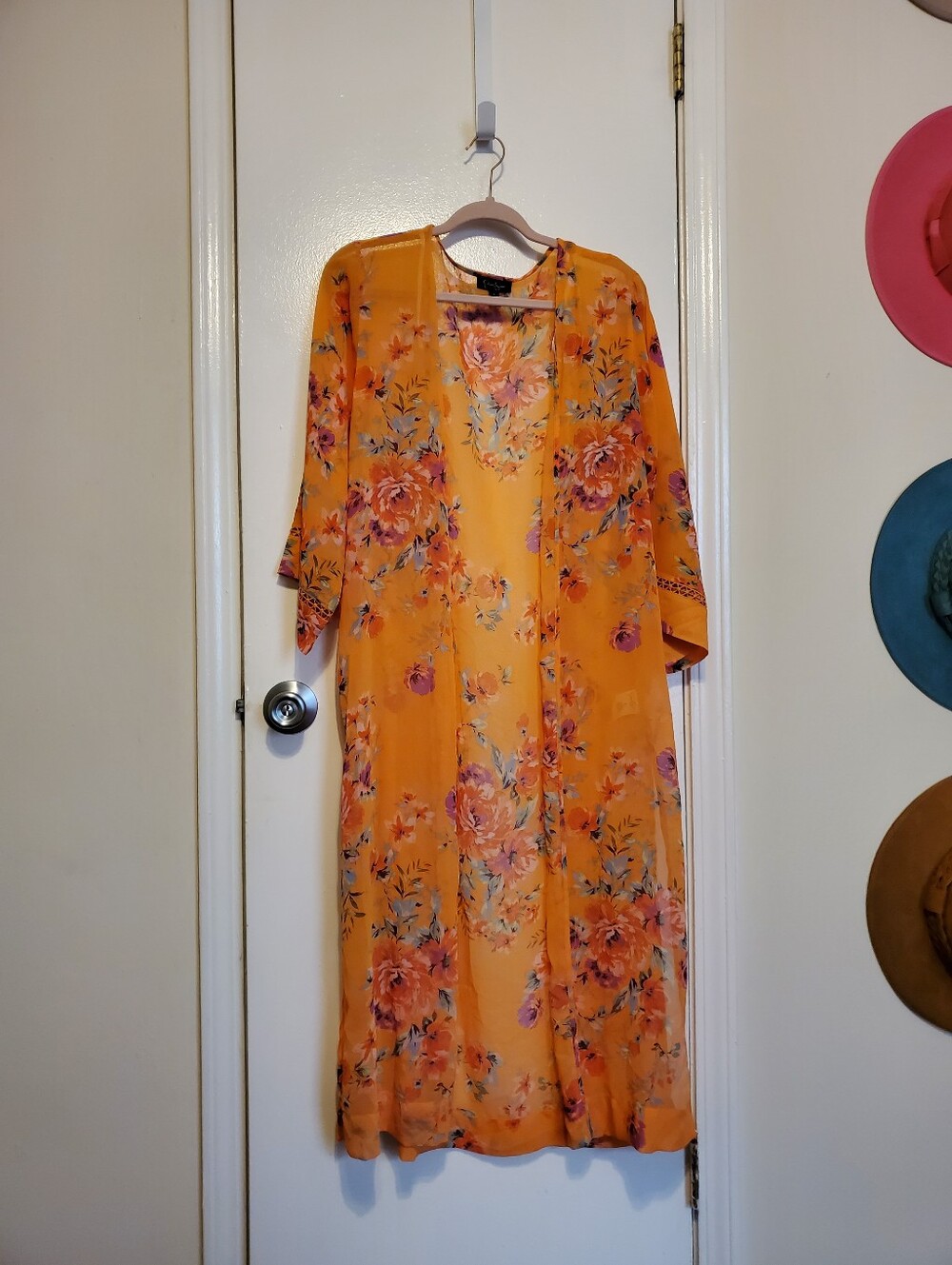 Jessica Simpson Floral Orange Kimono Dress